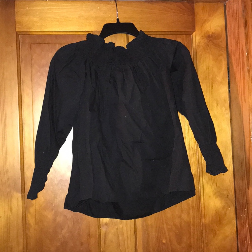 Zara black off the shoulder 3/4 sleeve tee